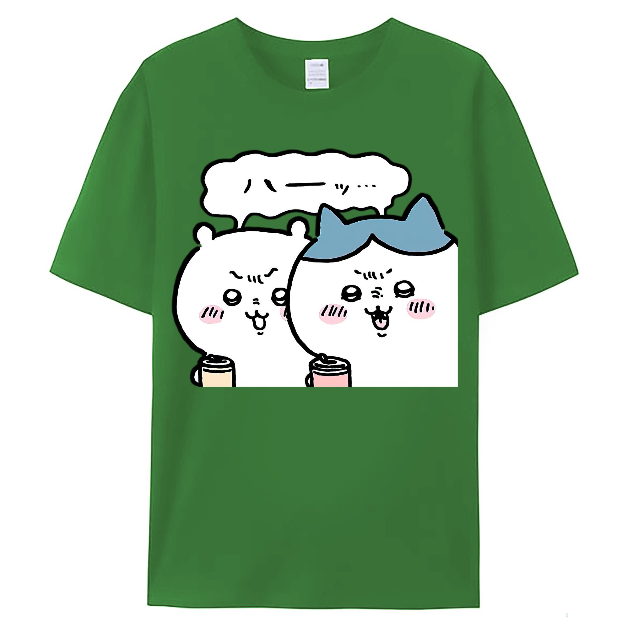 （画像用） ちいかわ ハチワレ Chii-kawa hachiware レディースカジュアルプリントTシャツ（綿100％）